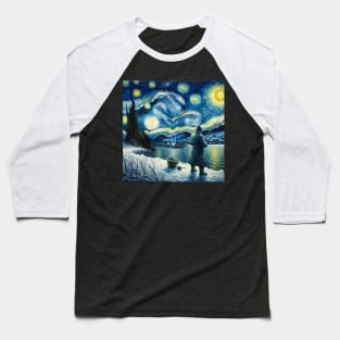 Ice Fishing Under Starry Night - Winter Fishing Baseball T-Shirt